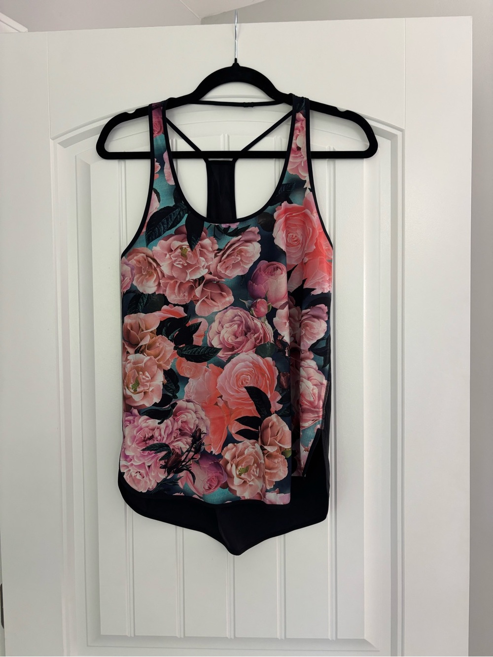 lululemon athletica Floral Racerback Tank Top in Pink and Black